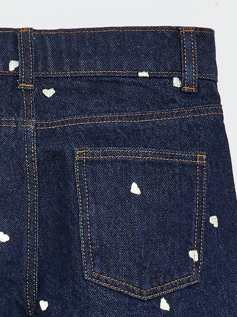 Pantalon droit en denim avec motif Bleu - Kiabi