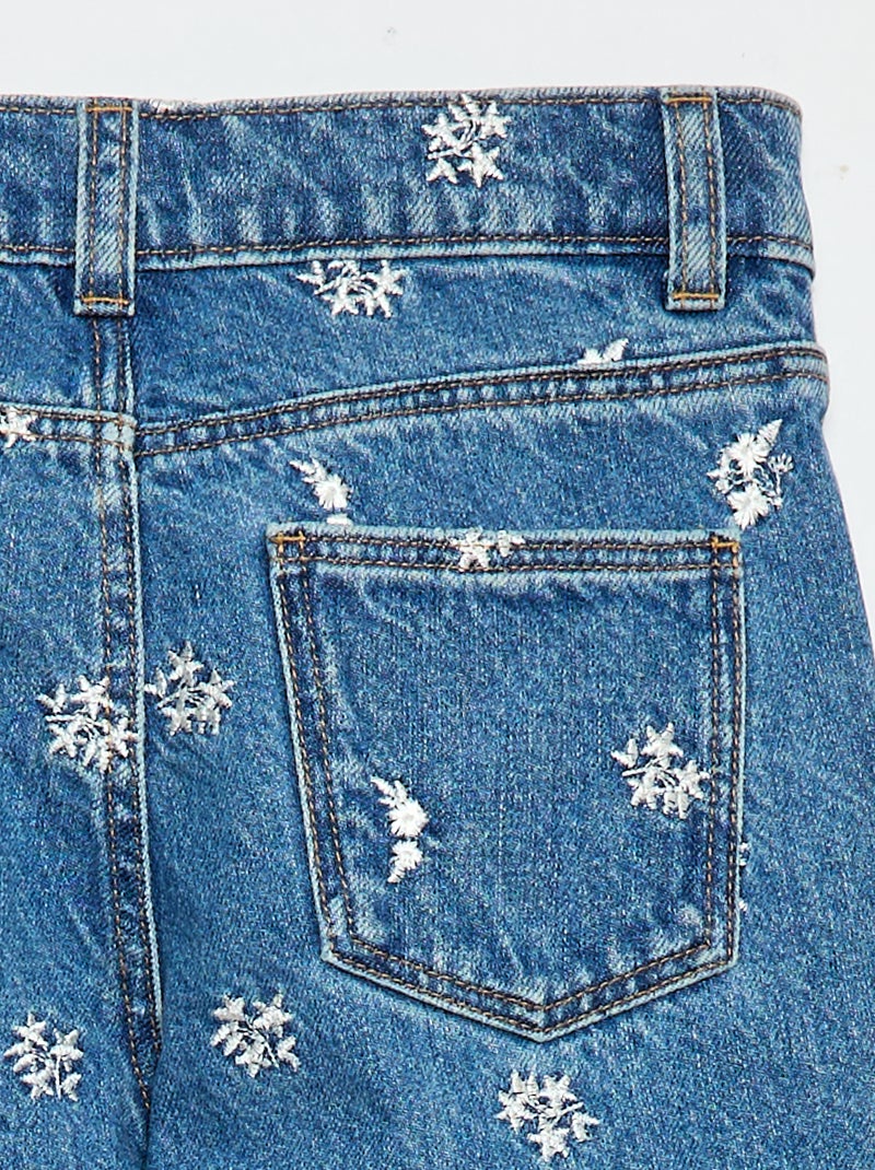 Pantalon droit en denim avec motif Bleu - Kiabi