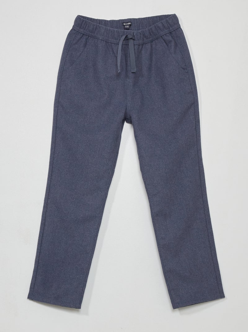 Pantalon droit en flanelle Gris - Kiabi