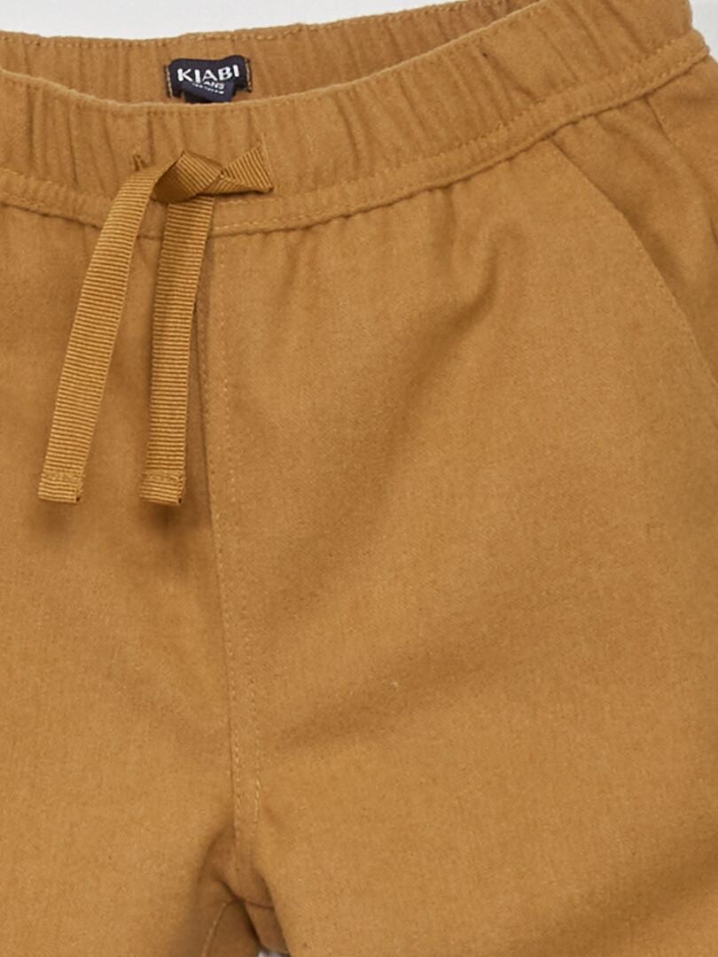Gilet habillé croisé en Flanelle Marron à revers en pointe avec boutons