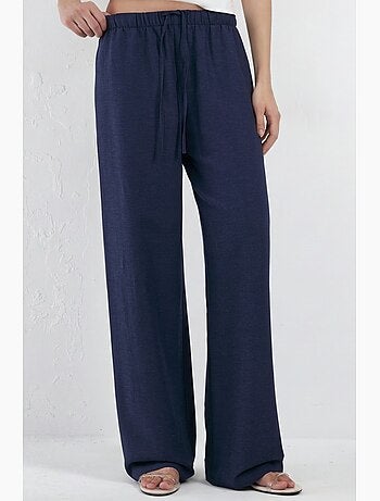 Pantalon droit en lin mélangé avec cordon de serrage hiccup