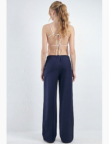 Pantalon droit en lin mélangé avec cordon de serrage hiccup