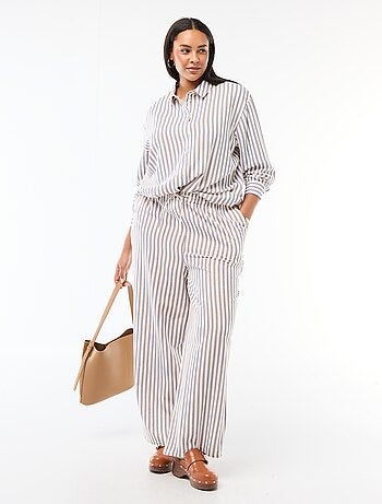 Pantalon droit en lin mélangé