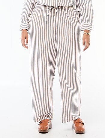 Pantalon droit en lin mélangé