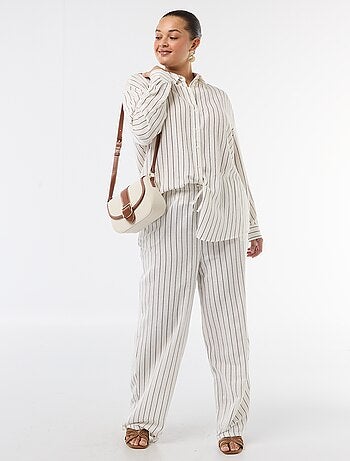 Pantalon droit en lin mélangé