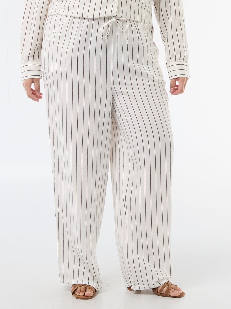 Pantalon droit en lin mélangé Blanc - Kiabi