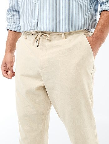Pantalon droit en lin mélangé