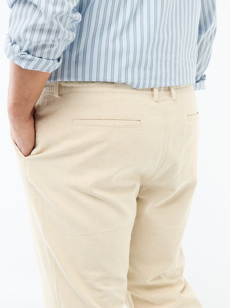 Pantalon droit en lin mélangé Blanc - Kiabi
