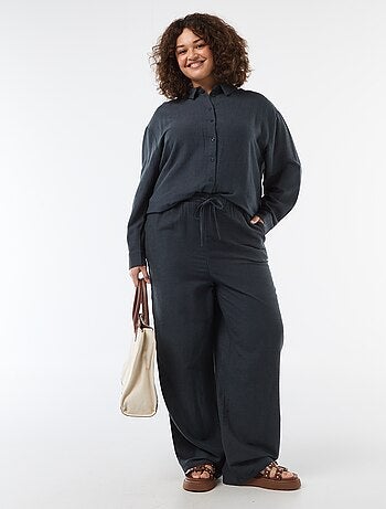 Pantalon droit en lin mélangé