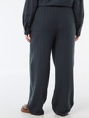 Pantalon droit en lin mélangé