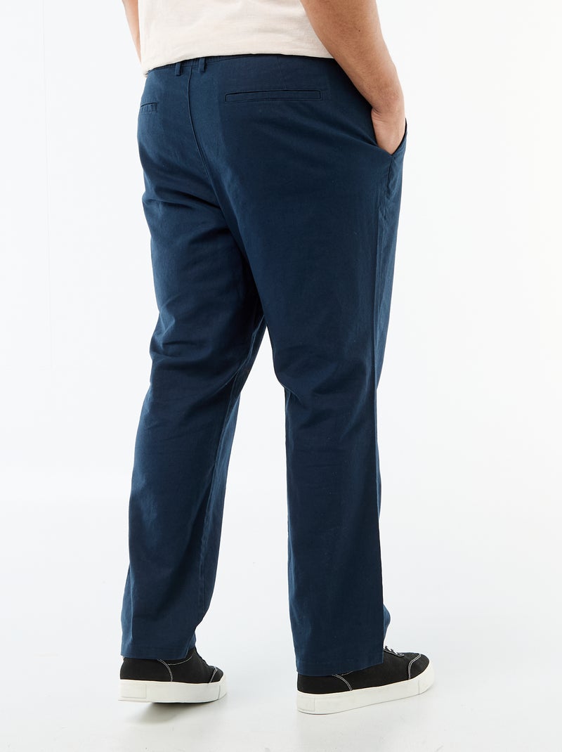 Pantalon droit en lin mélangé Bleu - Kiabi