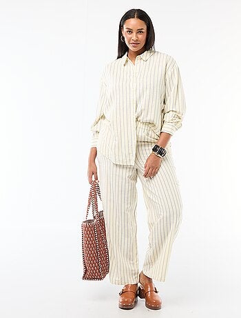 Pantalon droit en lin mélangé