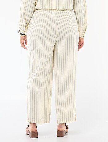Pantalon droit en lin mélangé