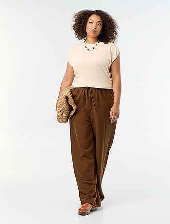 Pantalon droit en lin mélangé