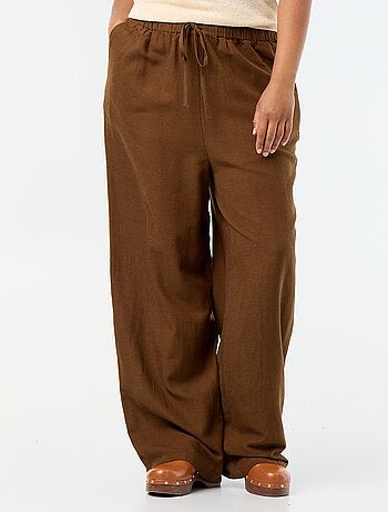 Pantalon droit en lin mélangé