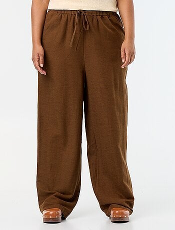 Pantalon droit en lin mélangé