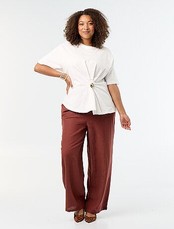 Pantalon droit en lin mélangé