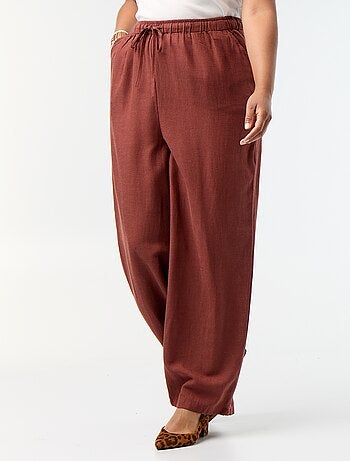 Pantalon droit en lin mélangé