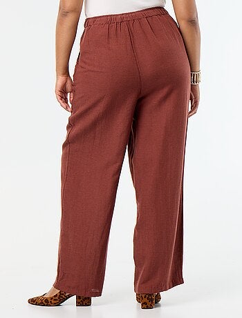 Pantalon droit en lin mélangé