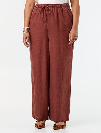 Pantalon droit en lin mélangé