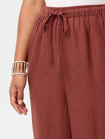 Pantalon droit en lin mélangé