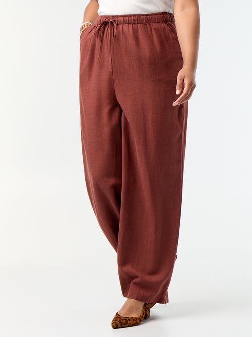 Pantalon droit en lin mélangé - Kiabi