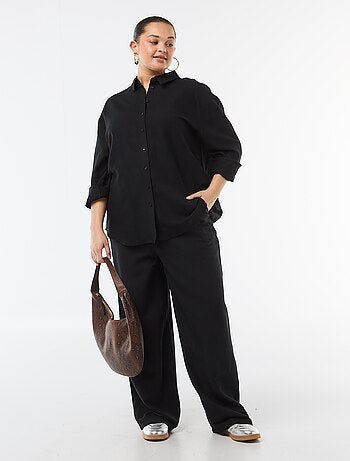 Pantalon droit en lin mélangé