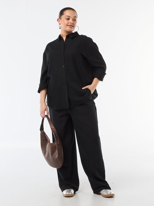 Pantalon droit en lin mélangé - Kiabi