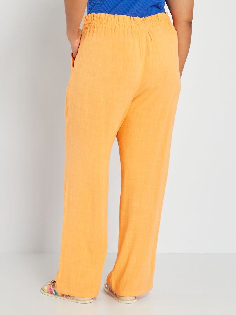 Pantalon droit en lin Orange - Kiabi