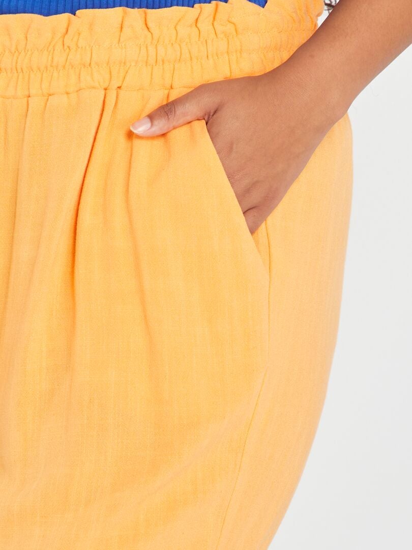 Pantalon droit en lin Orange - Kiabi