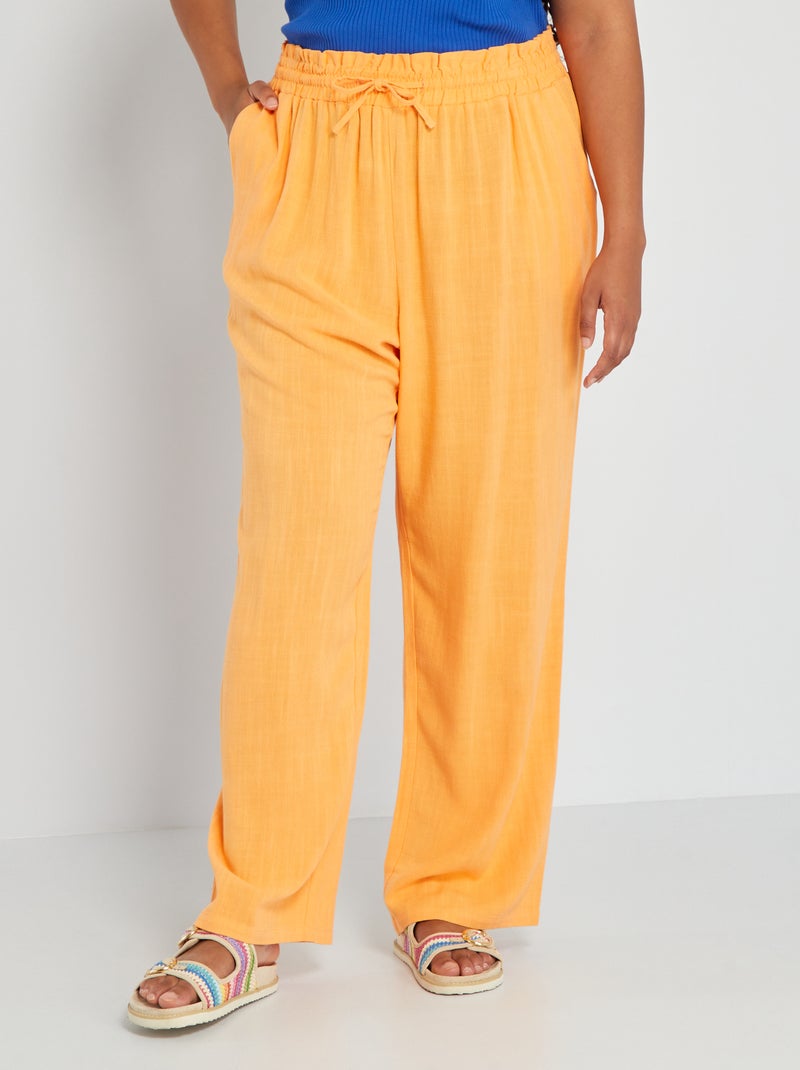 Pantalon droit en lin Orange - Kiabi