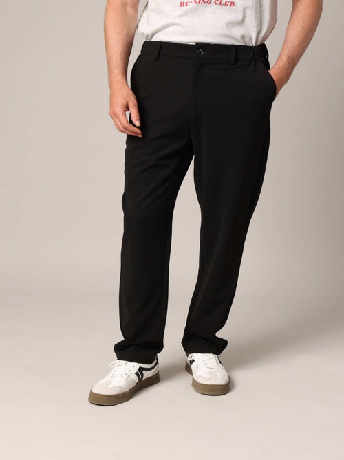 Pantalon droit en maille noire, taille élastiquée avec cordon de serrage 'Deeluxe' - Kiabi