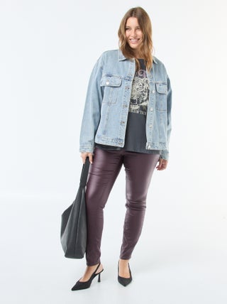 Pantalon droit en matière satinée