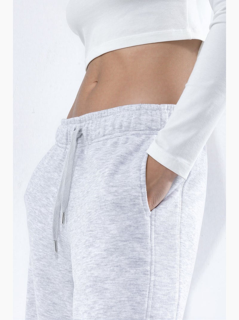 Pantalon droit en mélange de coton hiccup Gris clair - Kiabi