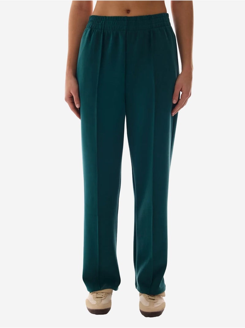 Pantalon droit en modal à taille haute penti Bleu canard - Kiabi