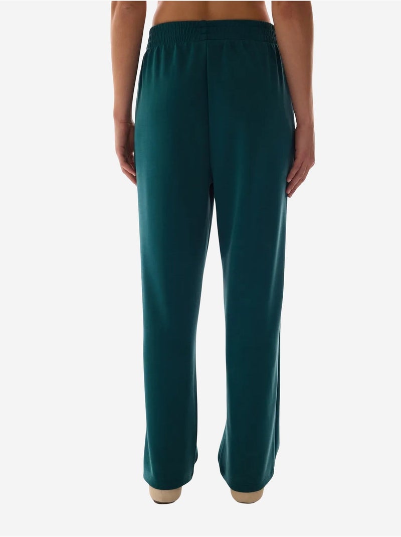 Pantalon droit en modal à taille haute penti Bleu canard - Kiabi