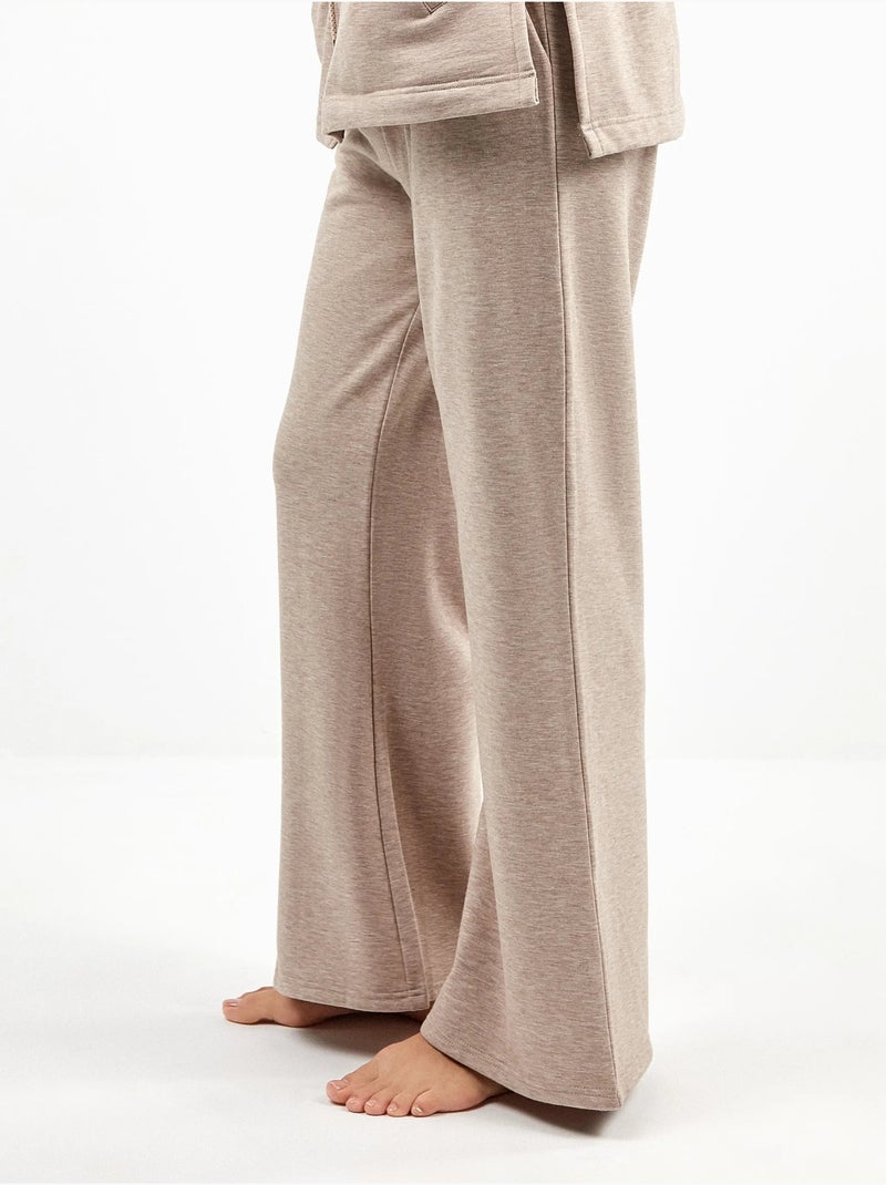 Pantalon droit en molleton Marron caramel - Kiabi
