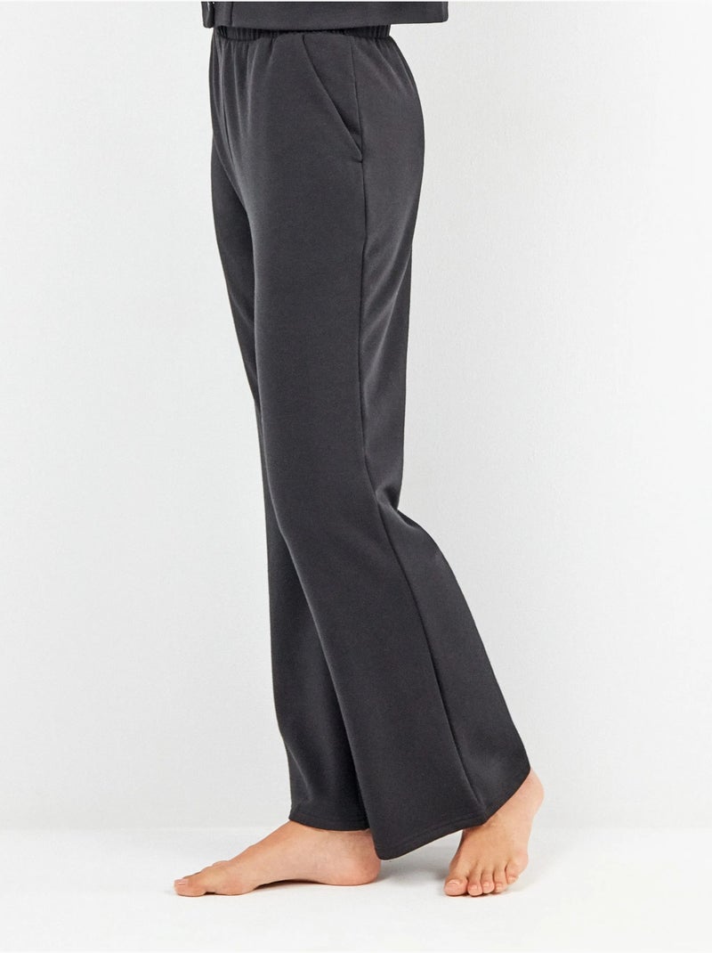Pantalon droit en molleton Noir - Kiabi