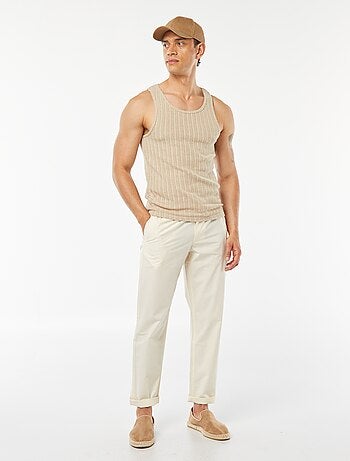 Pantalon droit en popeline craquante