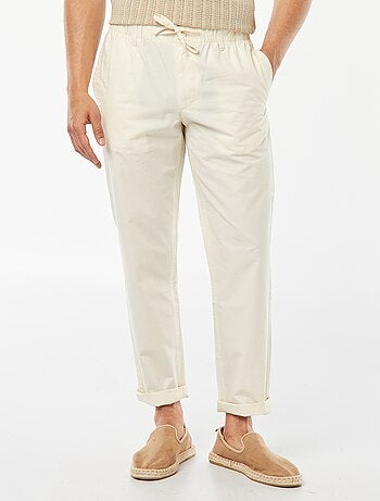 Pantalon droit en popeline craquante