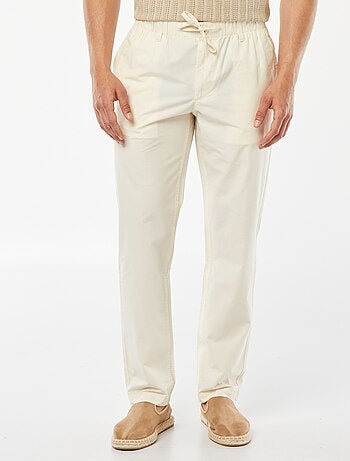 Pantalon droit en popeline craquante