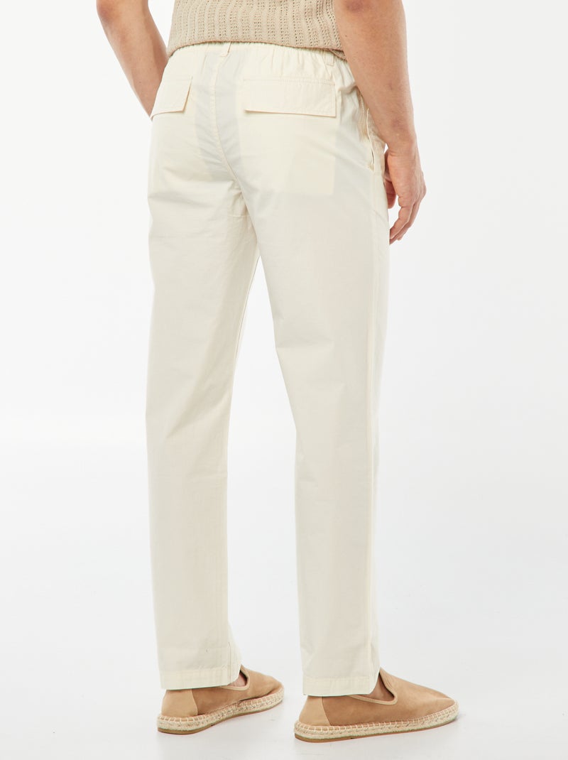 Pantalon droit en popeline craquante Blanc cassé - Kiabi