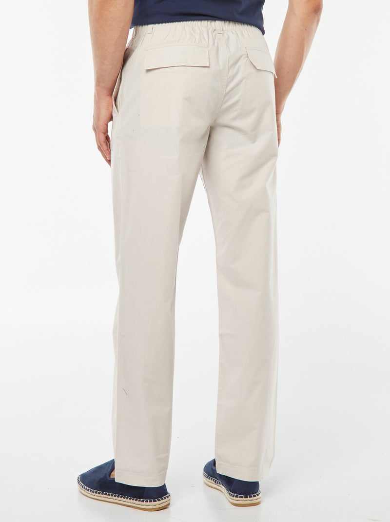 Pantalon droit en popeline craquante Gris clair - Kiabi
