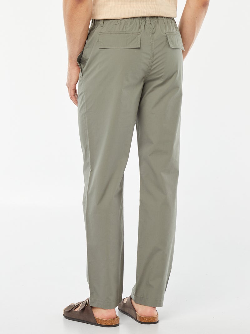 Pantalon droit en popeline craquante Vert - Kiabi