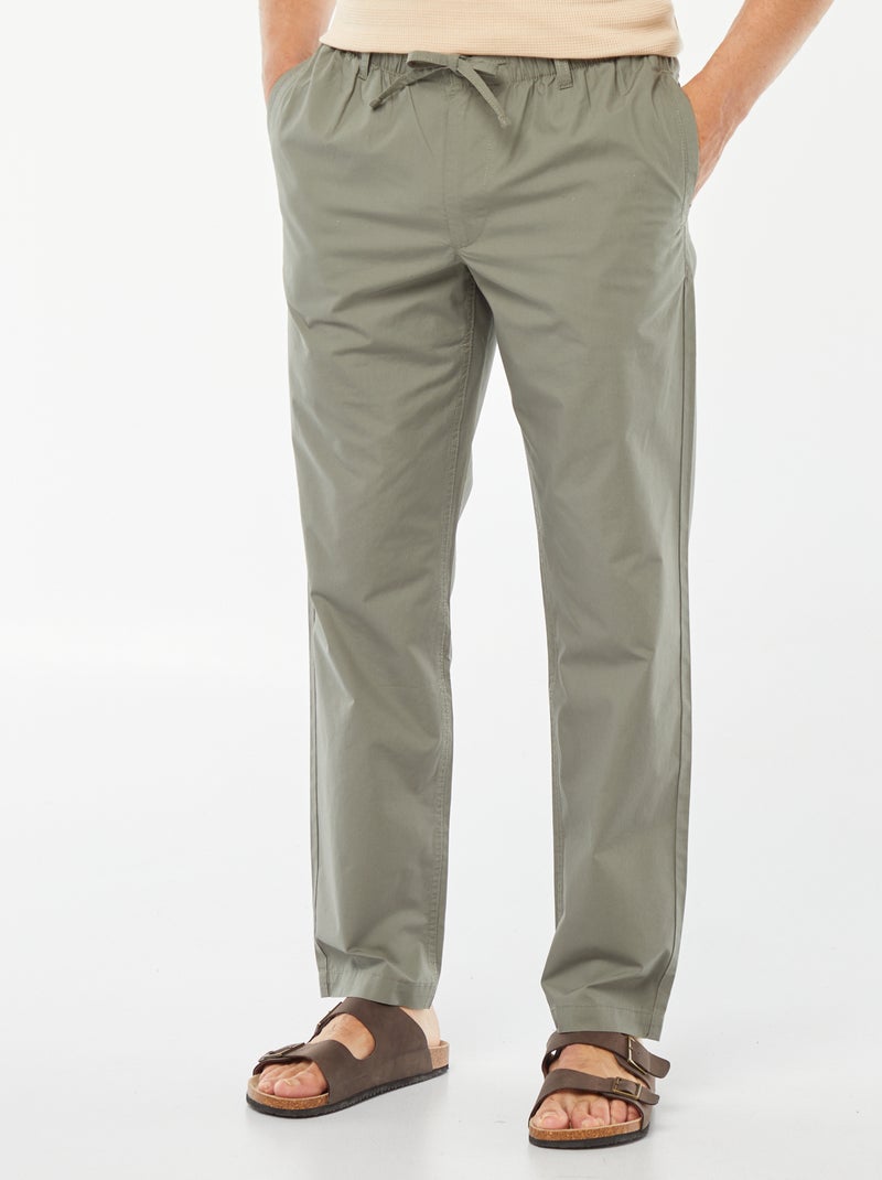 Pantalon droit en popeline craquante Vert - Kiabi