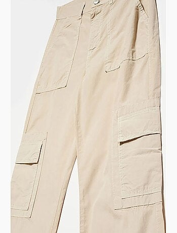 Pantalon droit en popeline de coton à taille haute dilvin