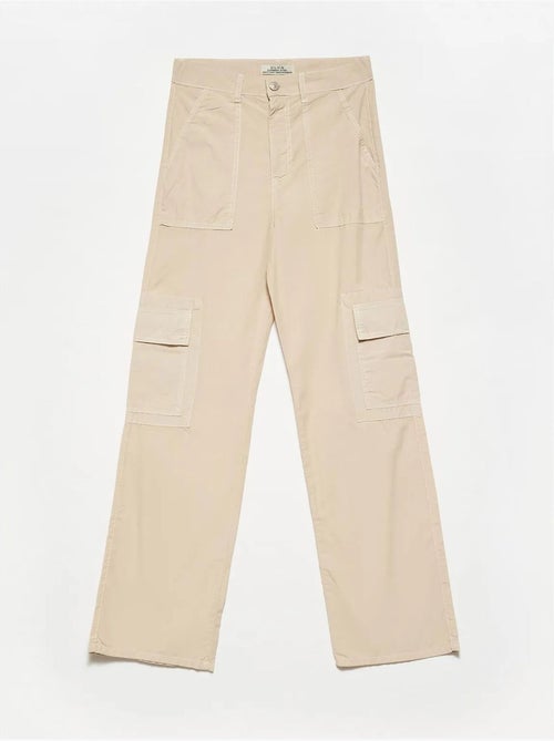 Pantalon droit en popeline de coton à taille haute dilvin - Kiabi Pantalon droit en popeline de coton à taille haute dilvin - Kiabi