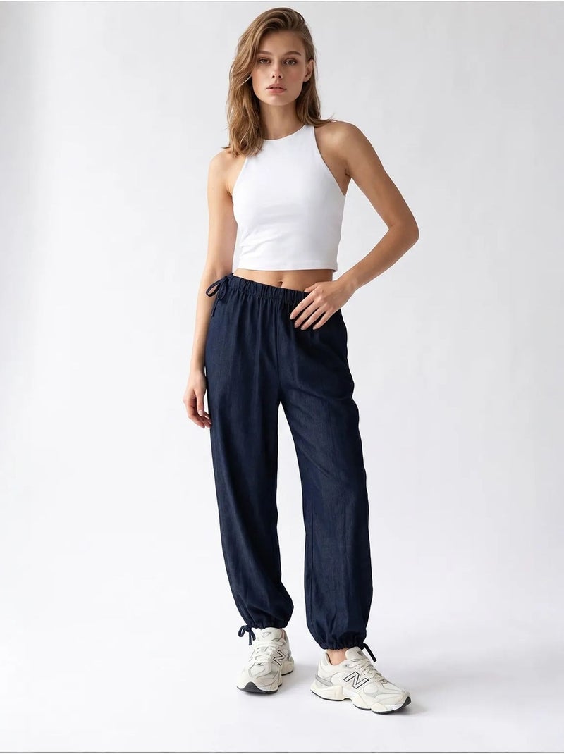 Pantalon droit en tencel mixray Bleu marine - Kiabi