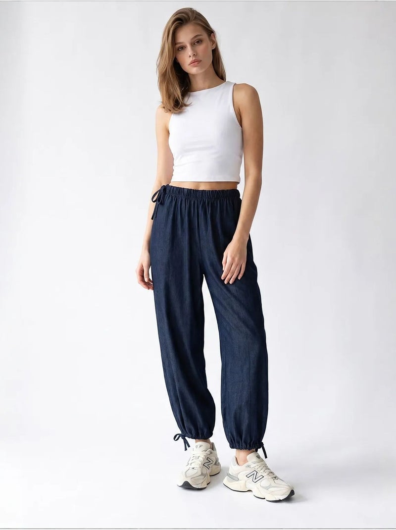 Pantalon droit en tencel mixray Bleu marine - Kiabi