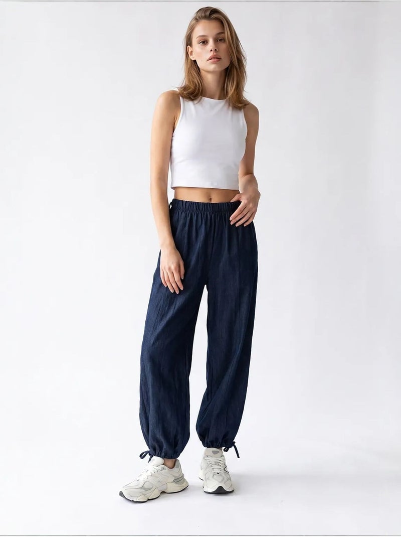Pantalon droit en tencel mixray Bleu marine - Kiabi